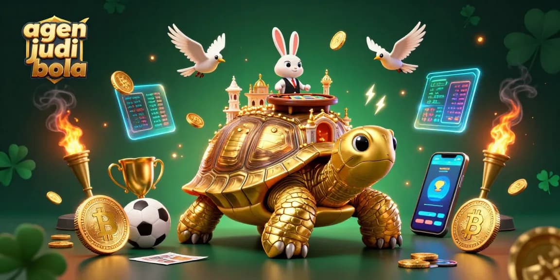 Engage in thrilling betting with agen judi bola featuring vibrant sports-themed 3D casino illustration.