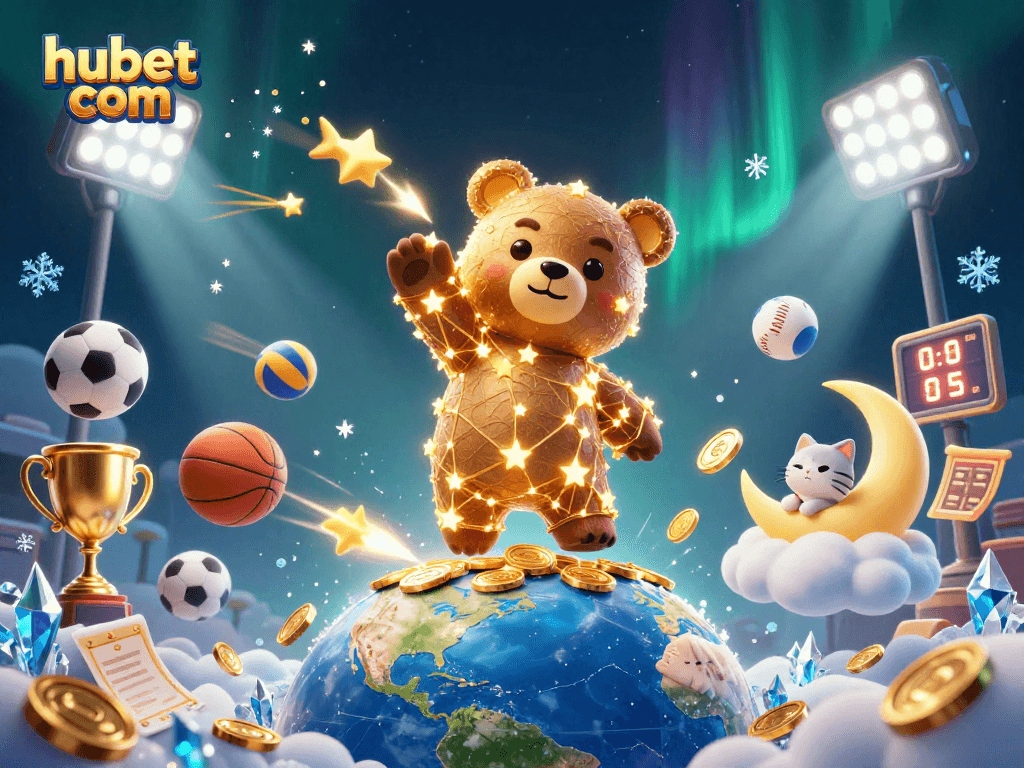 Bet on excitement with hubet com as the constellation bear pulls in coins under a starry night.