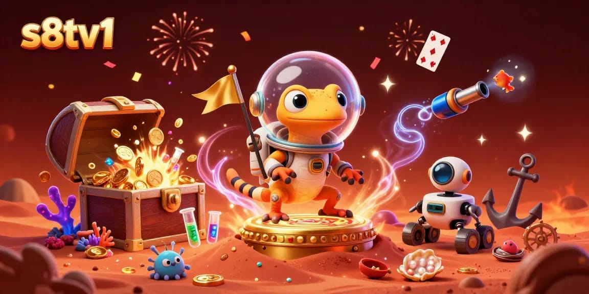 Join the fun at s8tv1's vibrant 3D cartoon galaxy casino adventure with Martian characters.