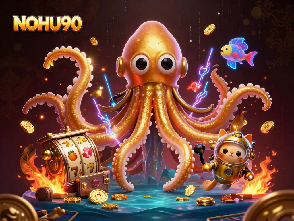 Spin with NOHU90's colossal kraken in an exciting treasure hunt among golden coins.
