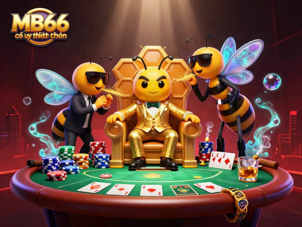 Engage with the vibrant world of gambling in this MB66 có uy tín không themed illustration featuring a bumblebee mob boss.