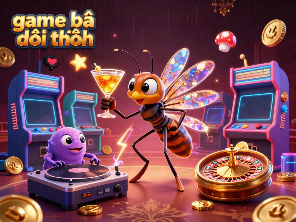 Experience the thrill of game bài đổi thưởng in a vibrant 3D casino scene featuring unique characters.