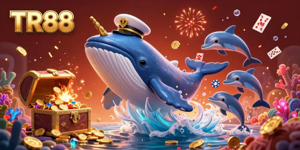 Join the festive excitement at TR88 with a whale and dolphins in a sea of winnings.