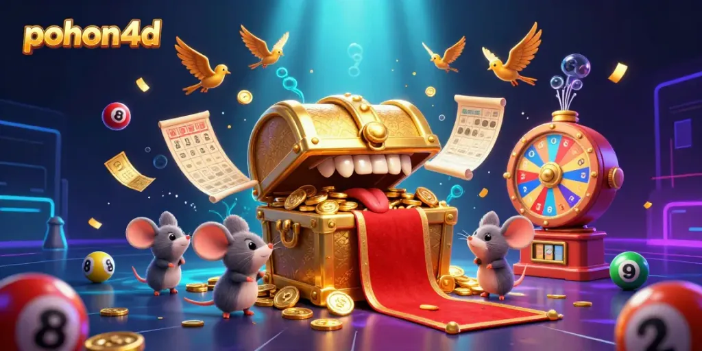 Play interactive games at pohon4d with vibrant lottery balls and dynamic prizes in an exciting casino scene.