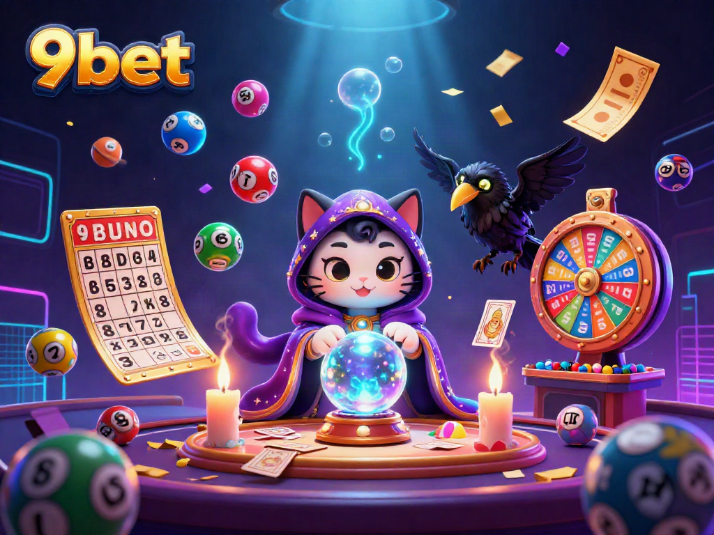 Engage in thrilling casino action with 9bet's vibrant 3D gaming scene filled with colorful characters and dynamic elements.