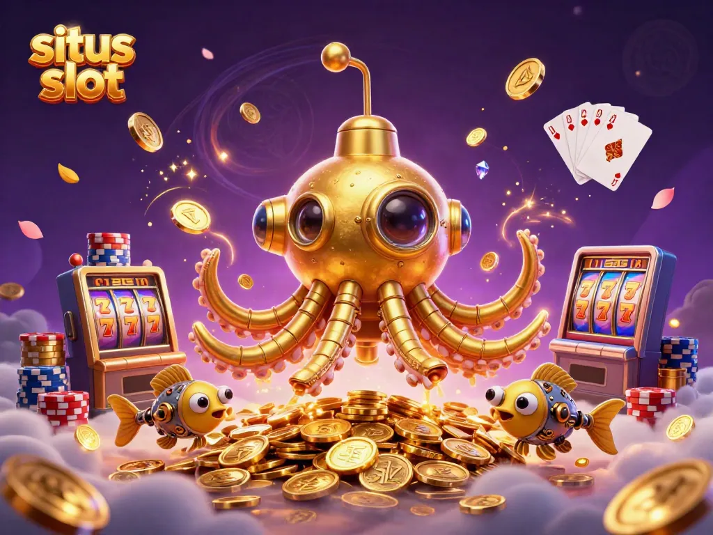 Boost your wins at situs slot with a dynamic, vibrant underwater casino scene filled with gold.