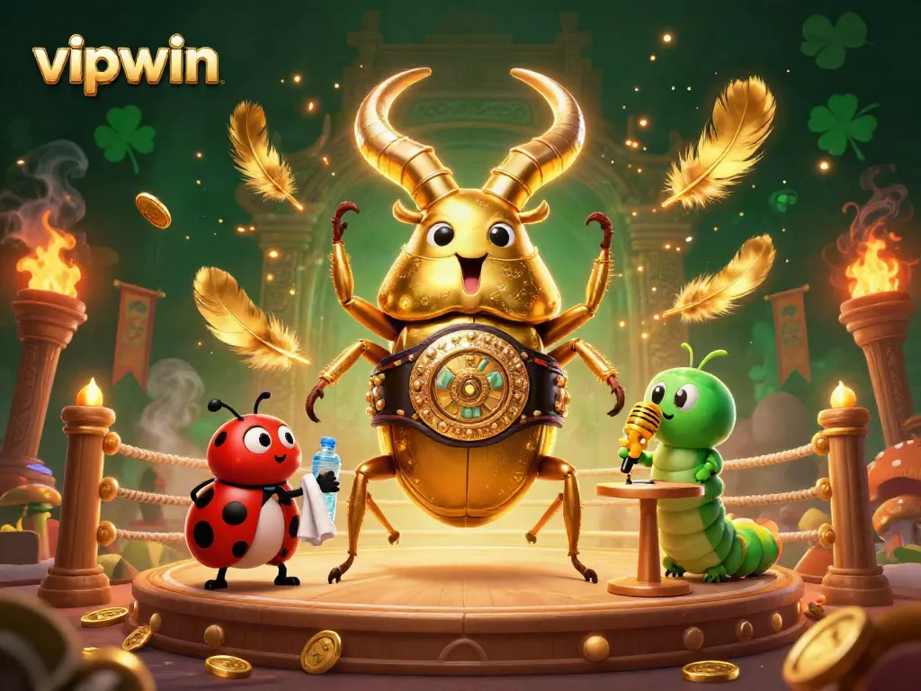 Experience the thrill of vipwin as the golden stag beetle competes in an energetic boxing showdown.