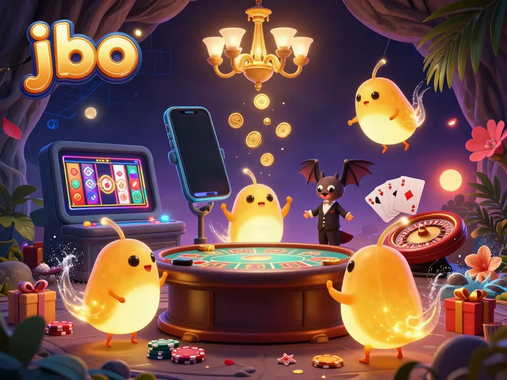 Experience jbo's vibrant cave casino scene, illuminated by glowworms and packed with gaming excitement.