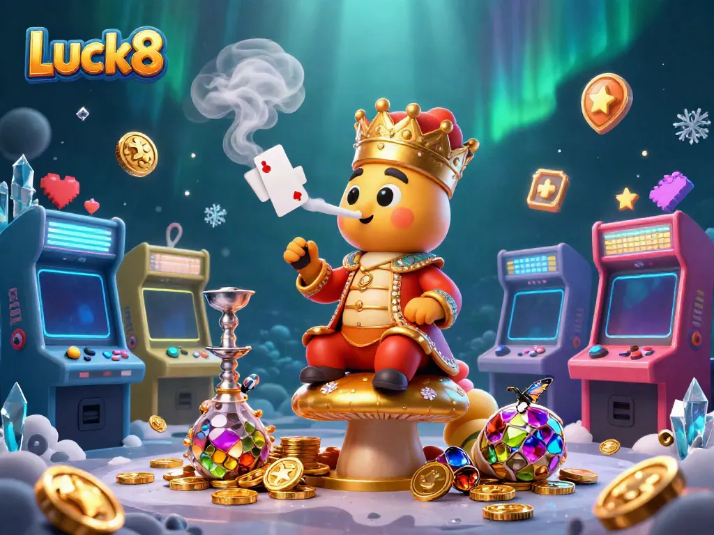 Luck8 offers immersive casino adventures with a vibrant 3D scene featuring a caterpillar hookah-master.