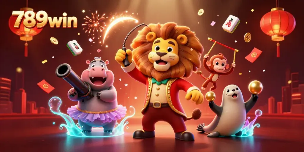Engage in thrilling action with 789win's vibrant 3D arcade featuring circus characters in dazzling scenes.