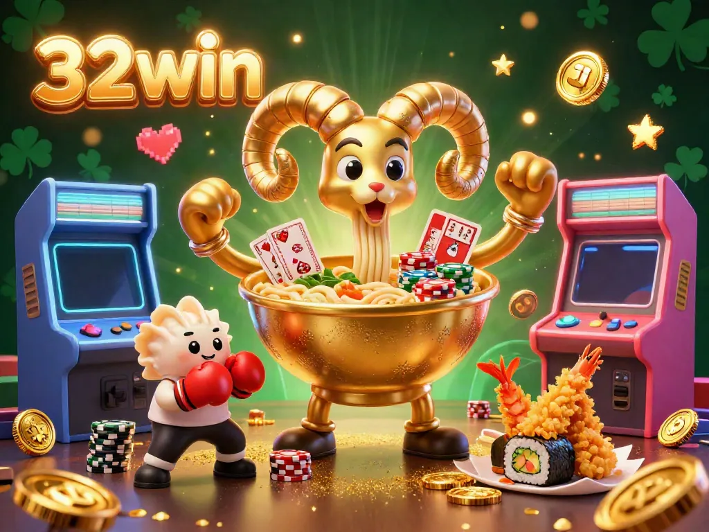 Experience thrilling games with 32win's unique casino atmosphere featuring energetic 3D characters.