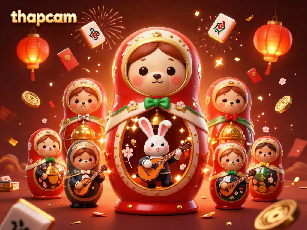 Experience thapcam's vibrant online casino with dynamic characters and festive elements celebrating gambling excitement.