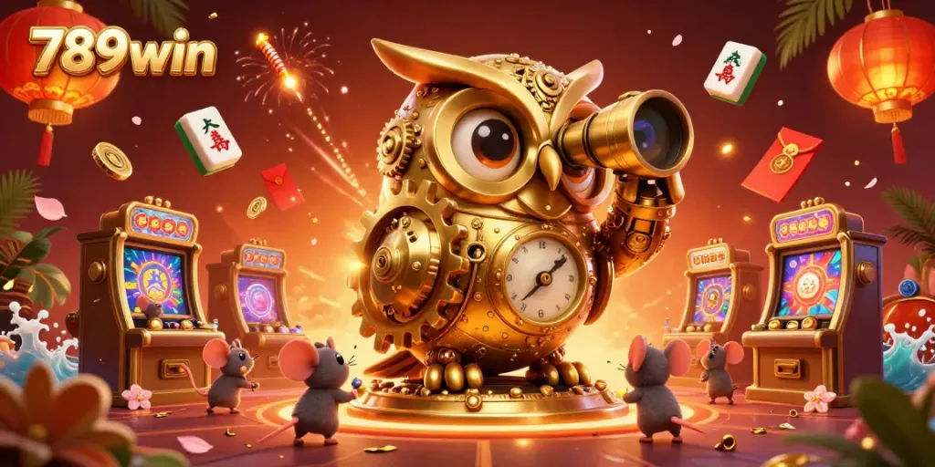 Experience the vibrant casino atmosphere with 789win, where cartoon characters interact among rich gaming elements.