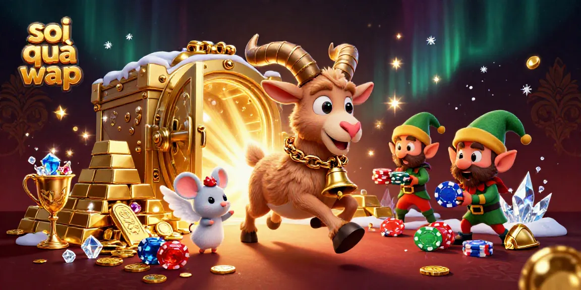 Engage in excitement with soi cầu wap through a vibrant and dynamic 3D casino scene filled with festive characters and rich golden treasures.