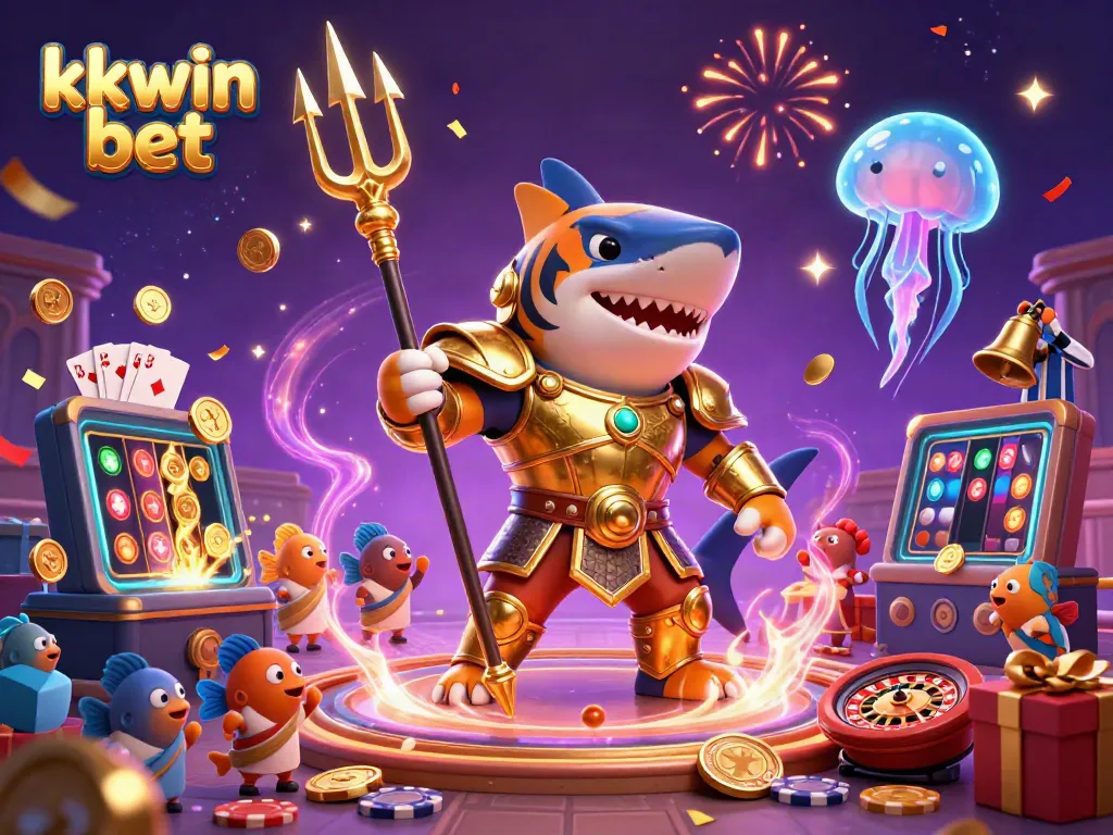 Engage in thrilling action with kkwin bet as a tiger shark challenges in an underwater colosseum of games.