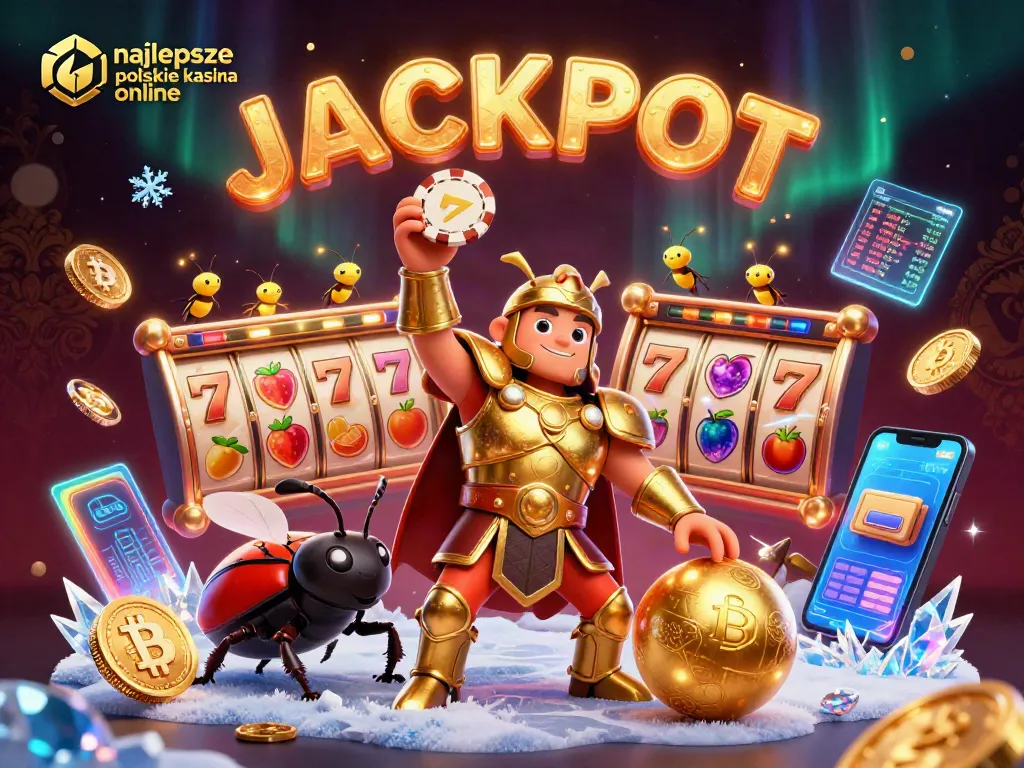 Explore najlepsze polskie kasyna online with a thrilling jackpot scene featuring vibrant characters and casino elements.