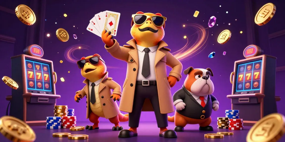 Raptor berpura-pura sebagai pemain VIP di megalive99 dengan suasana kasino penuh coin emas.