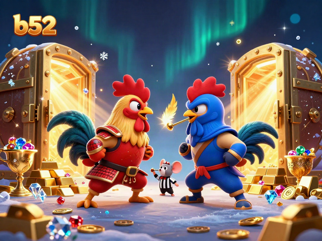 Engage in thrilling antics with b52 as roosters duel in a vibrant casino adventure.