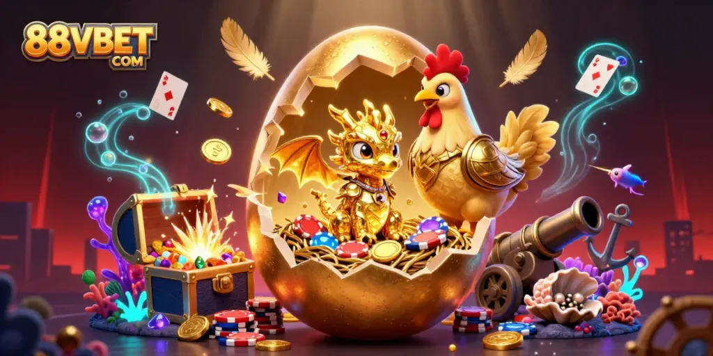 Engage in thrilling gameplay with 88VBET COM as a golden dragon emerges from poker chips in a festive casino scene.