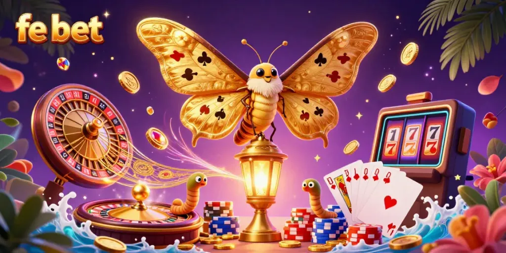 Experience the thrill of fe bet with this vibrant 3D casino illustration featuring engaging game elements.