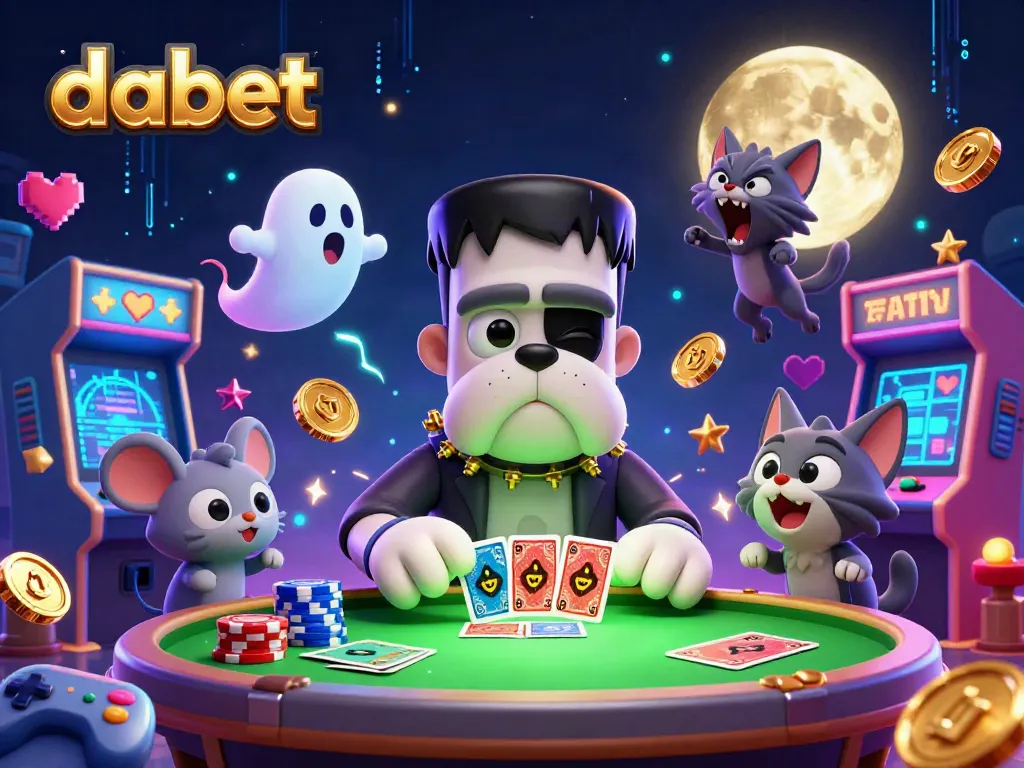 Dabet showcases thrilling gameplay with a 3D monster dealer, vibrant arcade graphics, and dynamic betting scenes.
