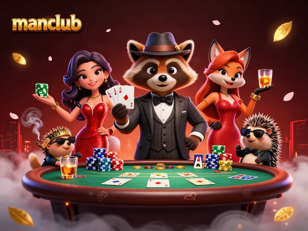 Experience thrilling poker action at manclub with stylish characters and vibrant game elements.