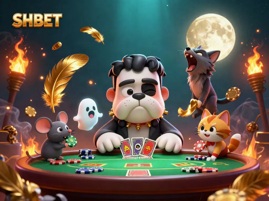 Experience thrilling SHBET casino action with a 3D cartoon scene featuring vibrant characters and gaming elements.