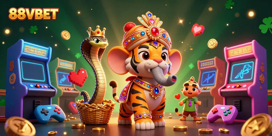 Experience the thrilling gaming world of 88VBET with a vibrant scene featuring dynamic 3D characters and rich game elements.