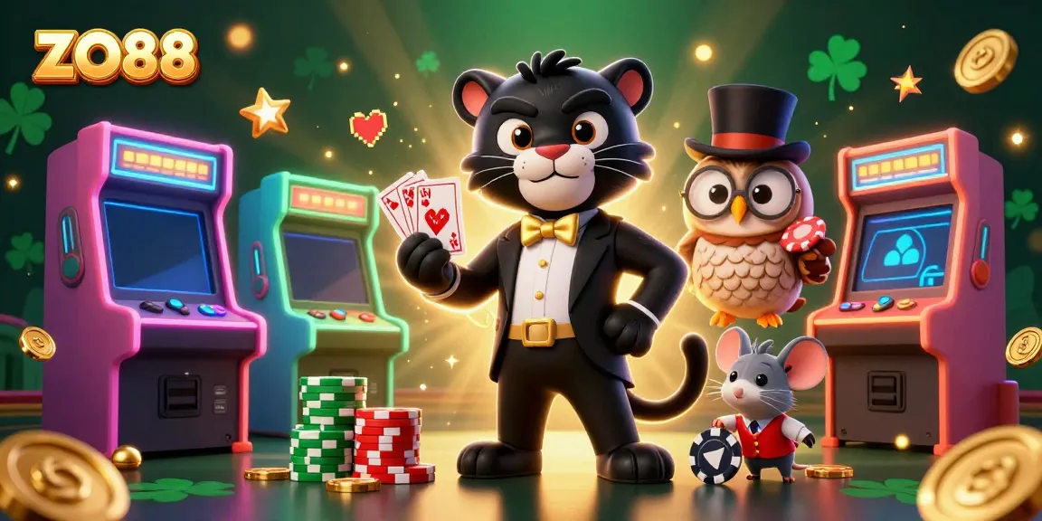 Experience ZO88's thrilling gaming adventure with a stylish panther dealer and engaging arcade elements.