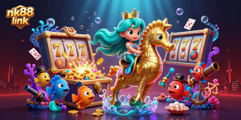 Experience thrilling play with the nk88 link in this vibrant casino-themed underwater adventure.