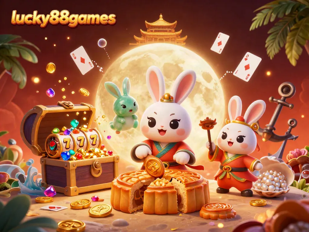 Win big at lucky88games with our vibrant moon rabbit festival packed with casino elements!
