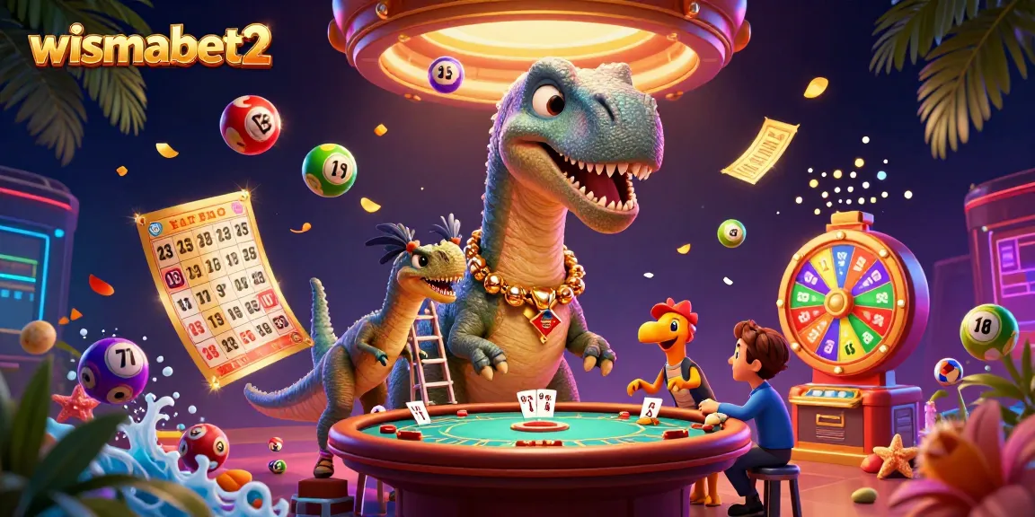 Wismabet2 menghadirkan suasana kasino dengan brontosaurus dan raptor yang menghibur pemain.
