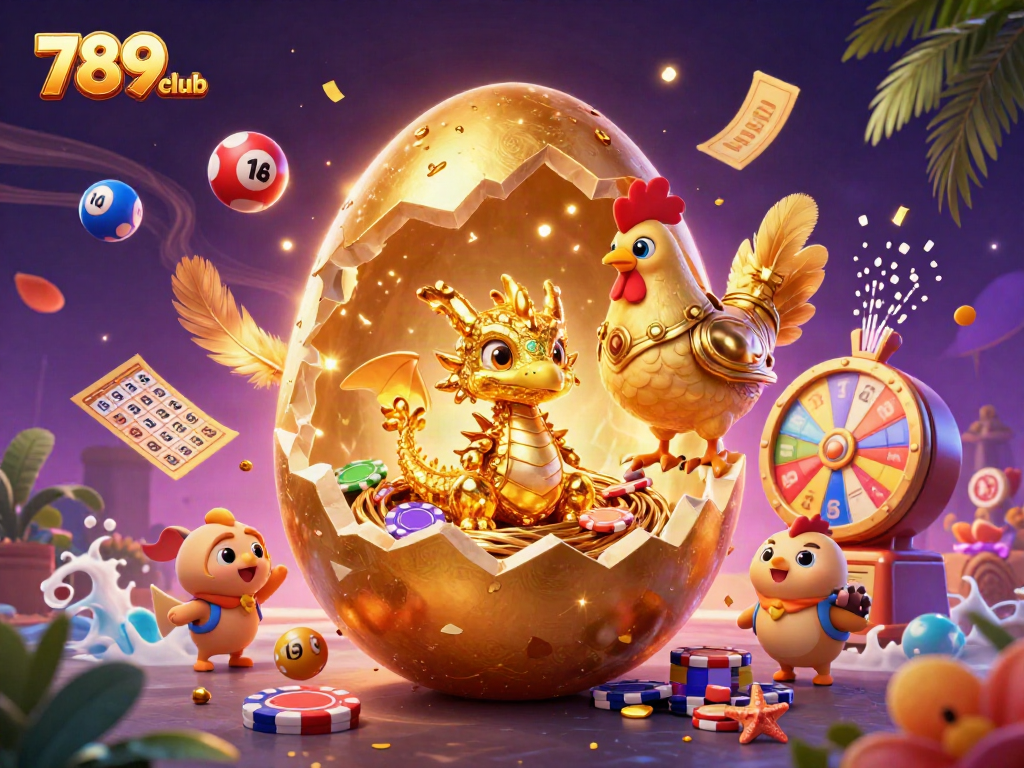 Engage in a thrilling experience at 789club with a golden dragon and casino elements, showcasing rich gambling excitement.