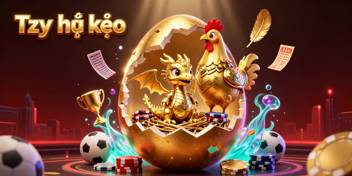 Engage with Tỷ lệ kèo's dynamic scene of sports betting illustrated through a golden dragon and poker chips.