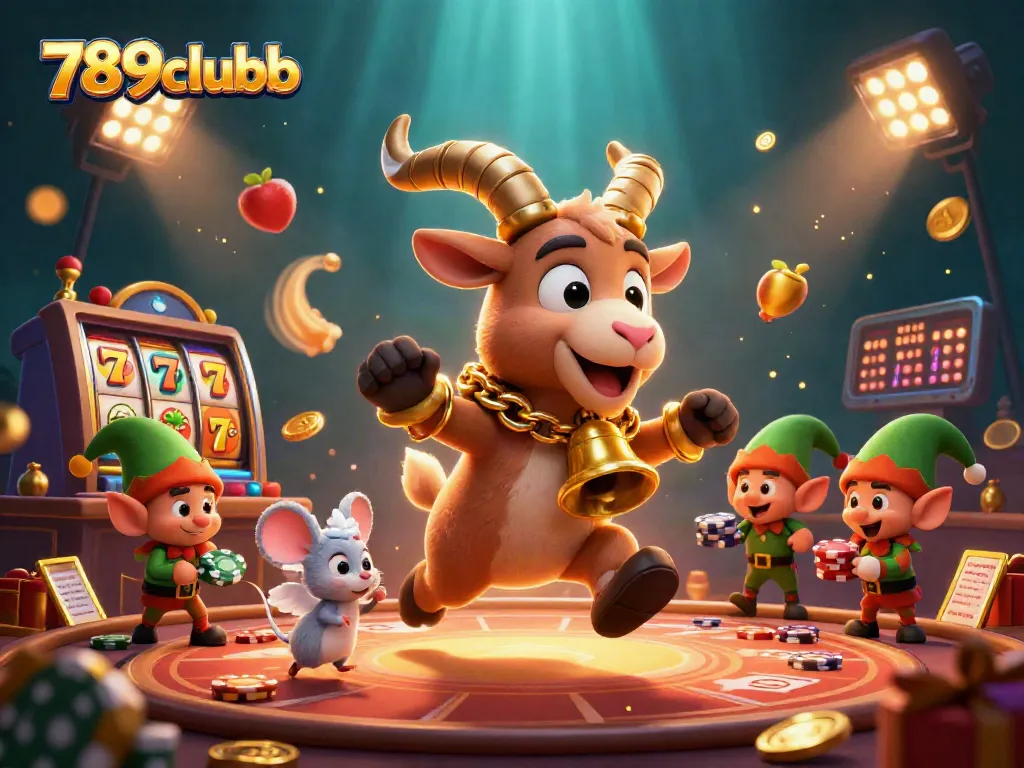 Engage in the thrilling atmosphere of 789clubb with festive casino characters and dynamic gaming elements.