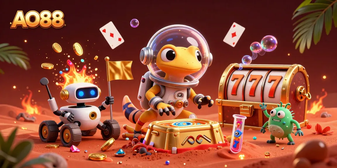 Experience the excitement with AO88 as the Martian gecko discovers a hidden golden casino in stunning detail.