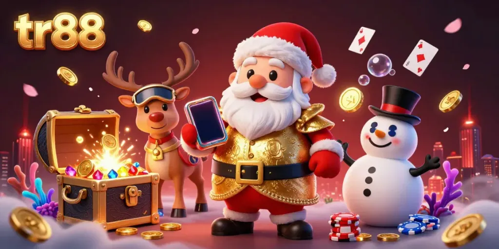 Experience thrilling jackpot slots action with tr88 in this vibrant 3D casino scene featuring interactive characters.