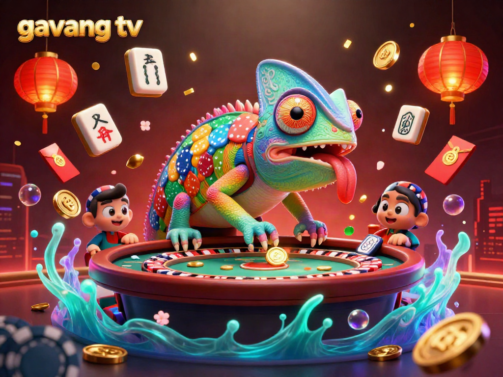 Experience live betting with Gavang TV's vibrant casino scene featuring dynamic characters and exciting visuals.