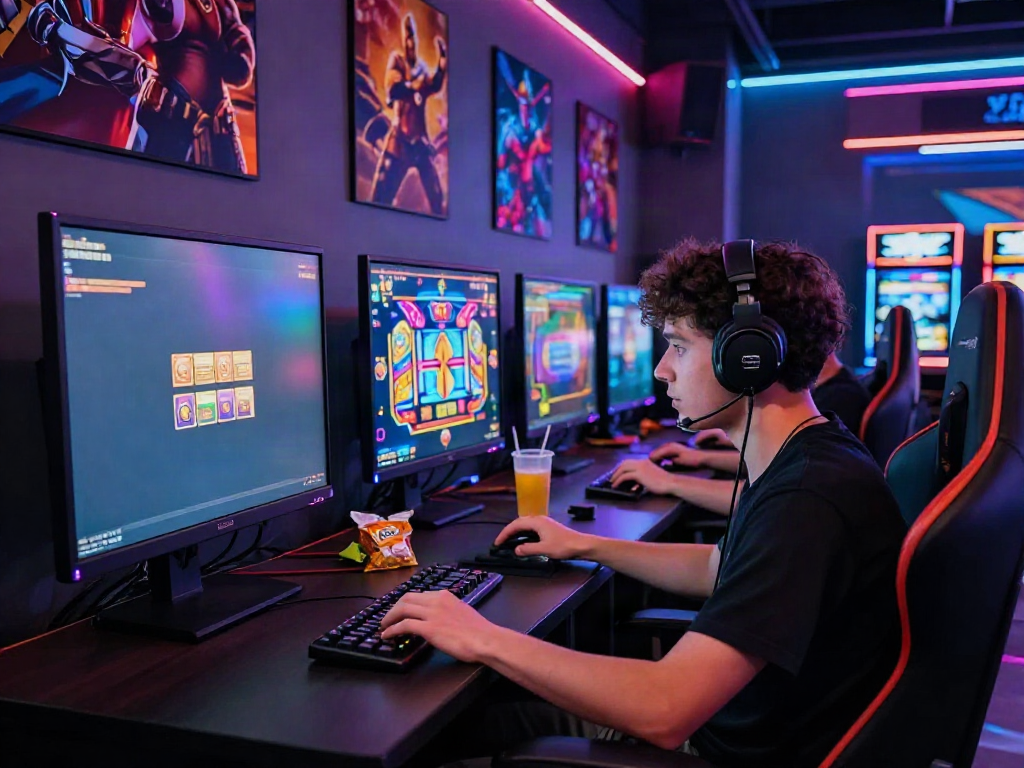 Engaged player enjoying slot games online with vibrant graphics.