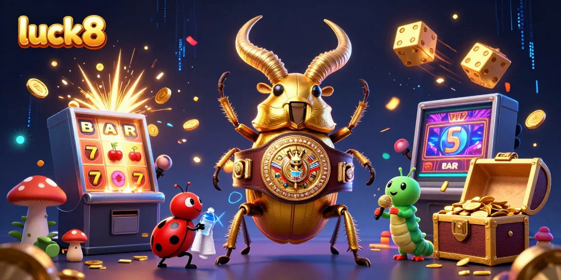 Experience luck8's thrilling adventures with a dynamic slot machine scene bursting with excitement.