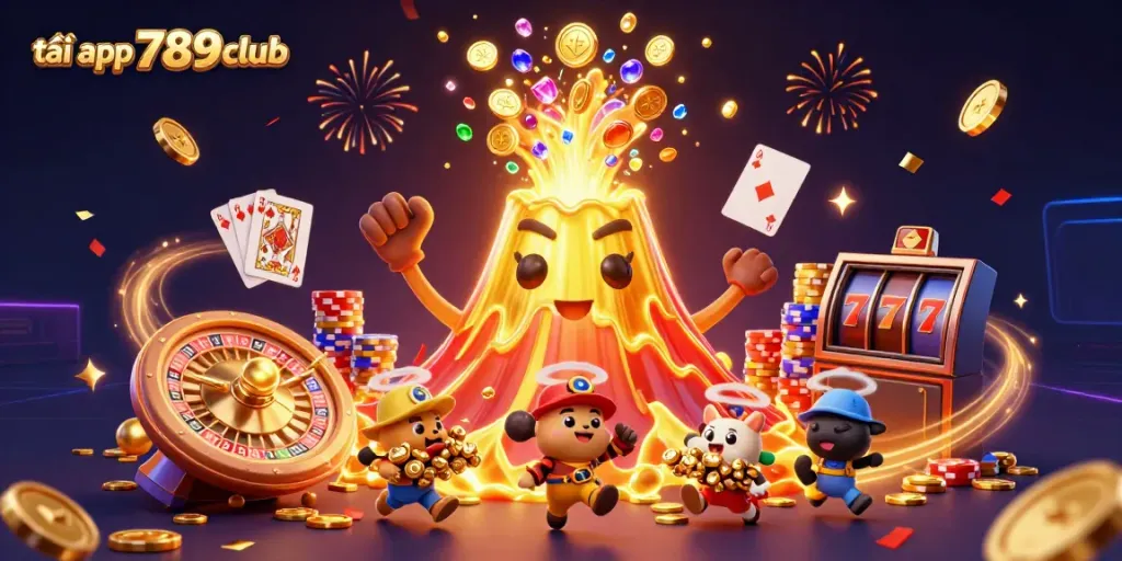 Experience the thrill of tải app 789club with this vibrant 3D casino illustration, showcasing treasures and excitement.