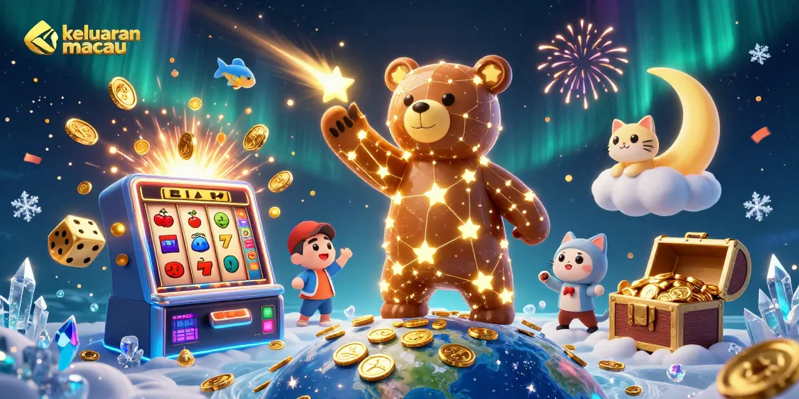 Keluaran Macau menunjukkan hasil resmi dengan ilustrasi angsa berkonstelasi emas yang mengumpulkan koin.