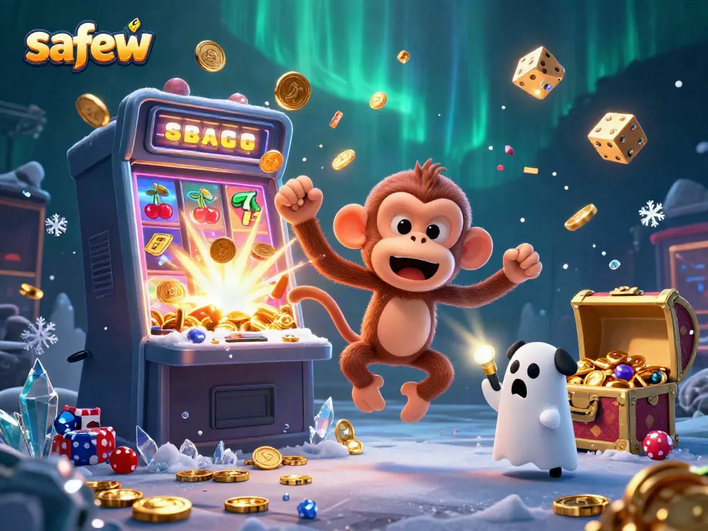 Experience thrilling gameplay with safew as a mischievous monkey juggles golden casino elements.