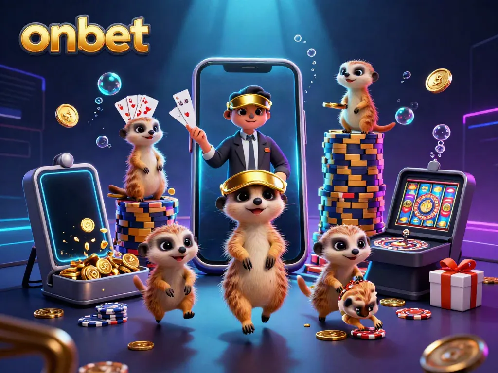 Experience the thrill at onbet casino with meerkat characters in a vivid, action-packed scene.