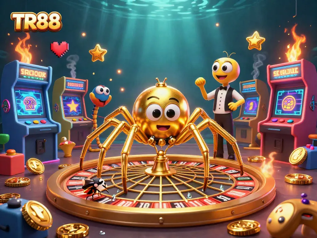 Experience the thrill of betting with TR88's vibrant casino-themed digital art illustration.