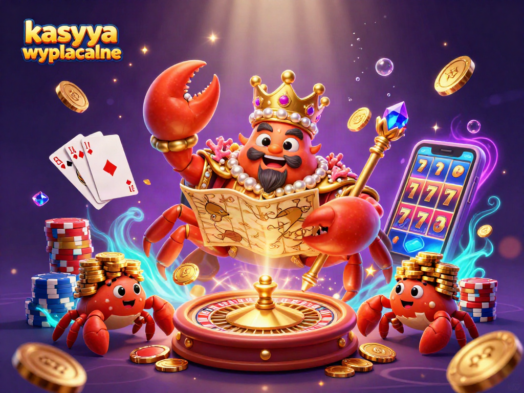 Engage in thrilling gameplay at kasyna wyplacalne featuring a golden crab emperor and poker chips.