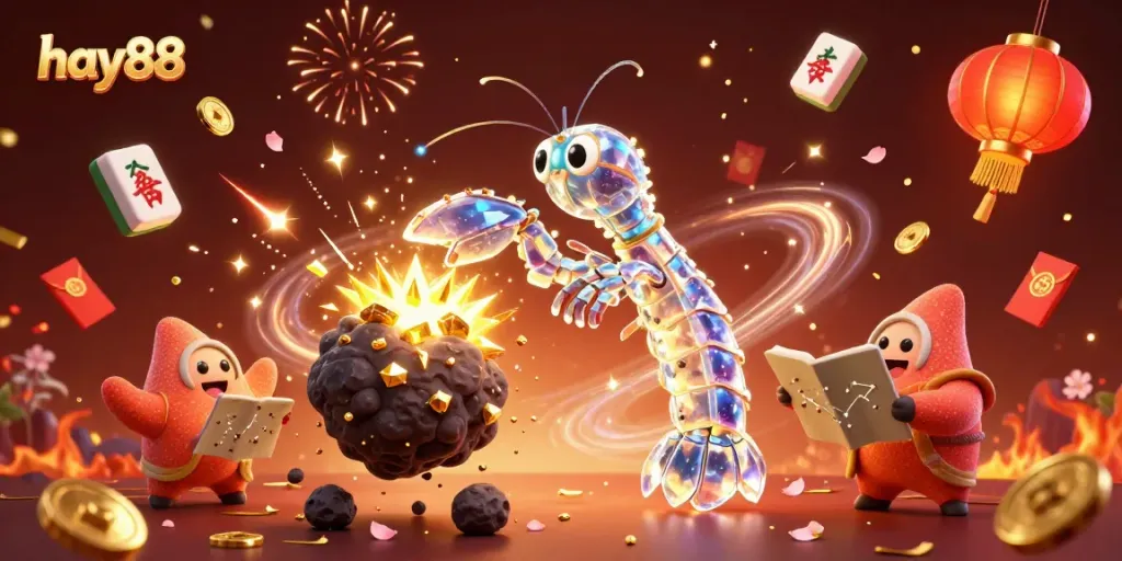 Experience the excitement of hay88 with a vibrant 3D casino scene featuring animated characters and festive elements.