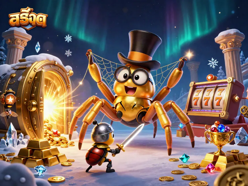 Spin the reels and find treasures with สล็อต in a rich, animated casino scene.