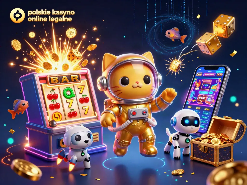 Experience the thrilling excitement of polskie kasyno online legalne with an illustration of a vibrant, futuristic casino.