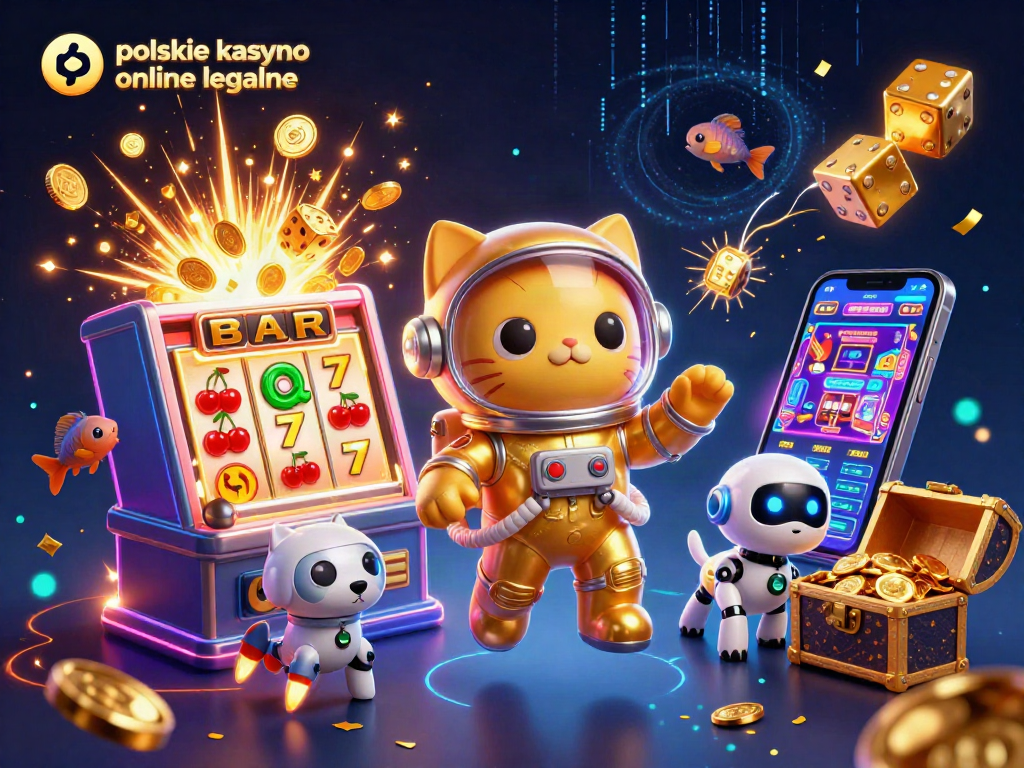 Experience the thrilling excitement of polskie kasyno online legalne with an illustration of a vibrant, futuristic casino.